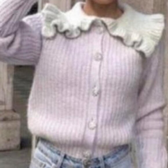 Zara Combination Bib Collar Knit Cardigan - Picture 5 of 10